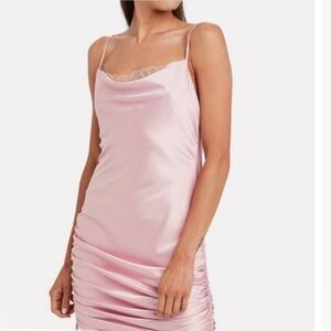 Jonathan Simkhai Night Night Pink Chemise Dresz with Cowl Neck/ Ruched Hem SMALL
